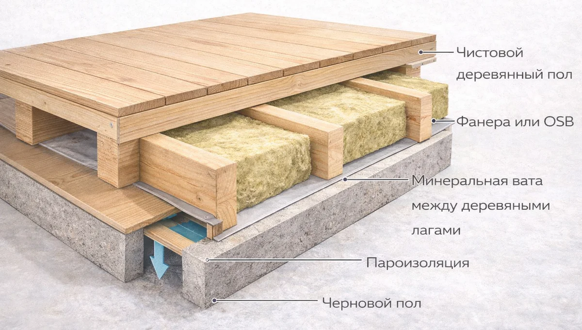 Схема утепленного пола