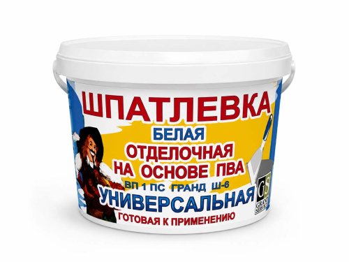 Шпатлёвка отделочная Гранд-Сервис Ш-6 Универсальная на основе ПВА, белая, 1 кг