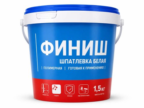 Шпатлёвка полимерная Тайфун Мастер ФИНИШ, белая, готовая, 1,5 кг