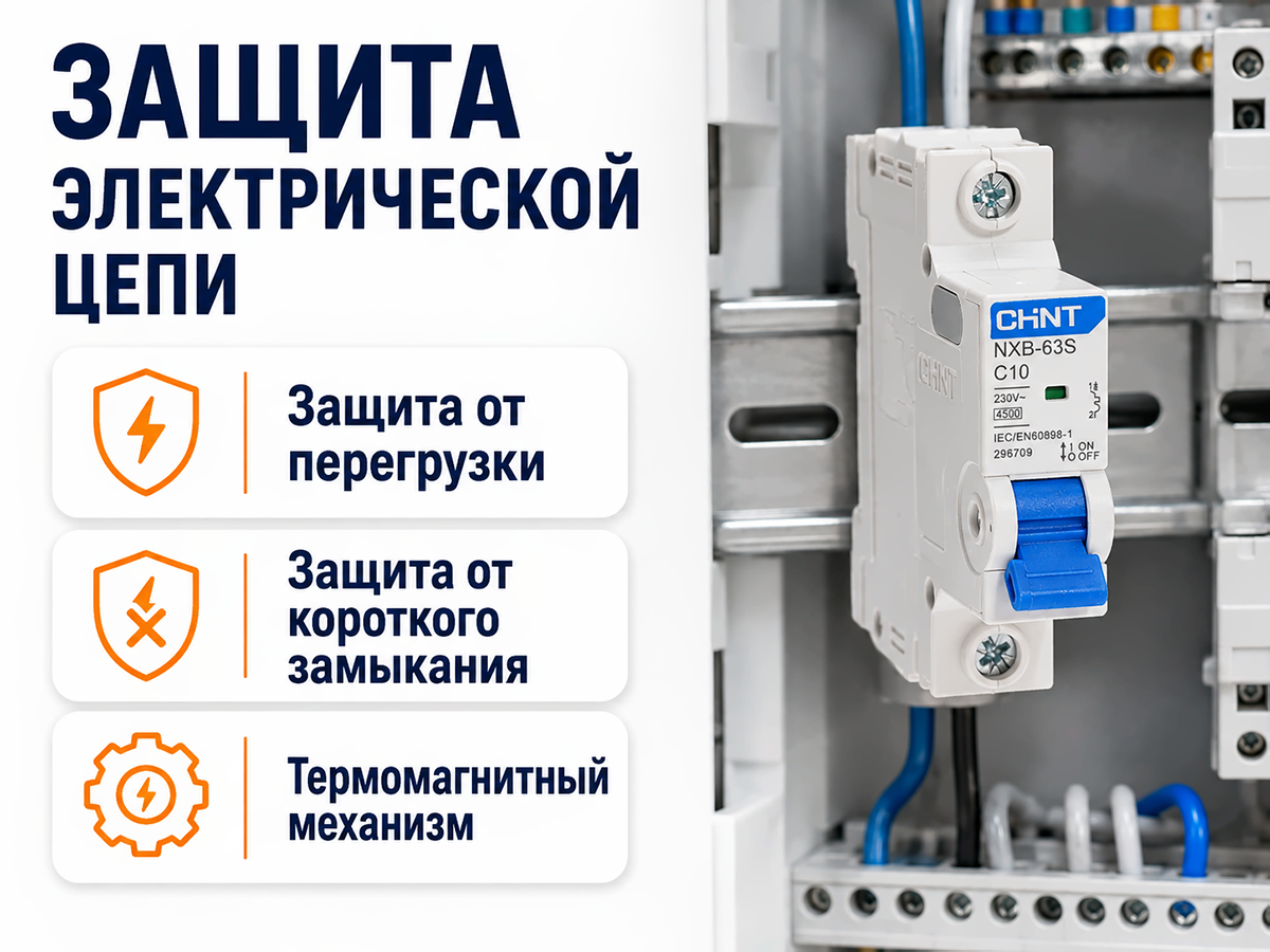 CHINT автоматический выключатель NXB 63S, 1P, 10 А, C, 4,5 кА фото 3