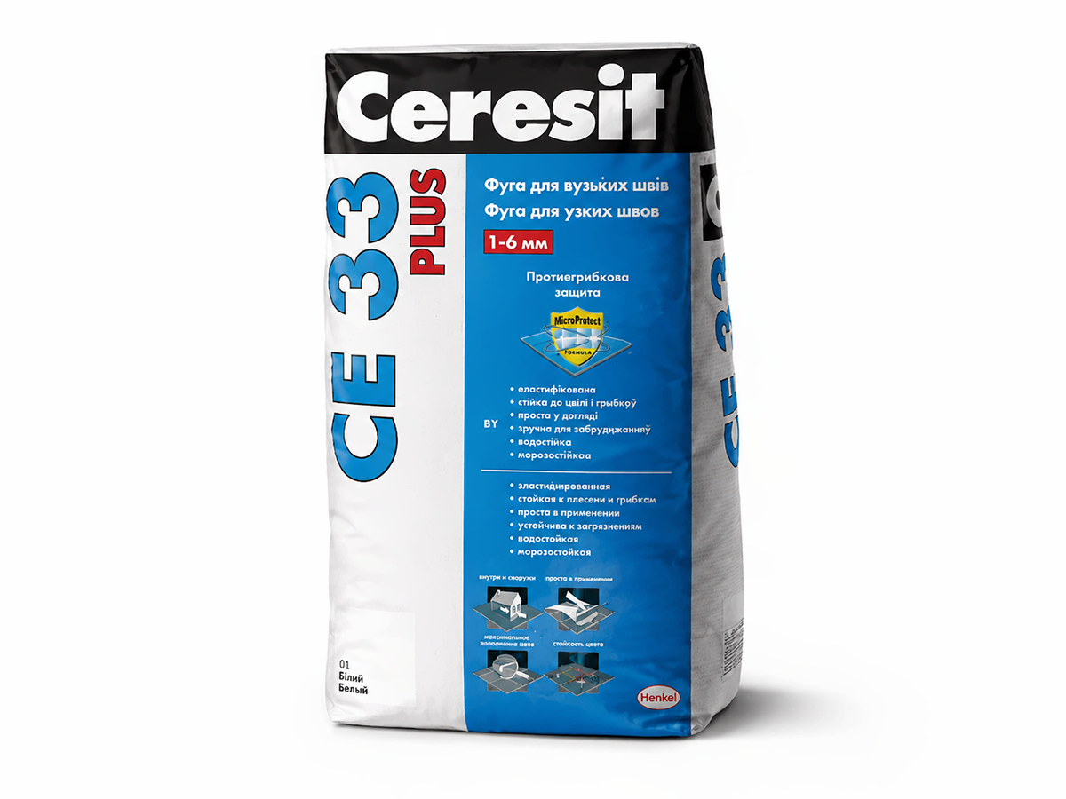Затирка для швов Ceresit CE 33, белый, №031, 5 кг