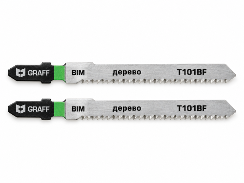 Пилки для электролобзика GRAFF Master T101BF Bi-metal, по дереву, 75 мм, 2 шт.