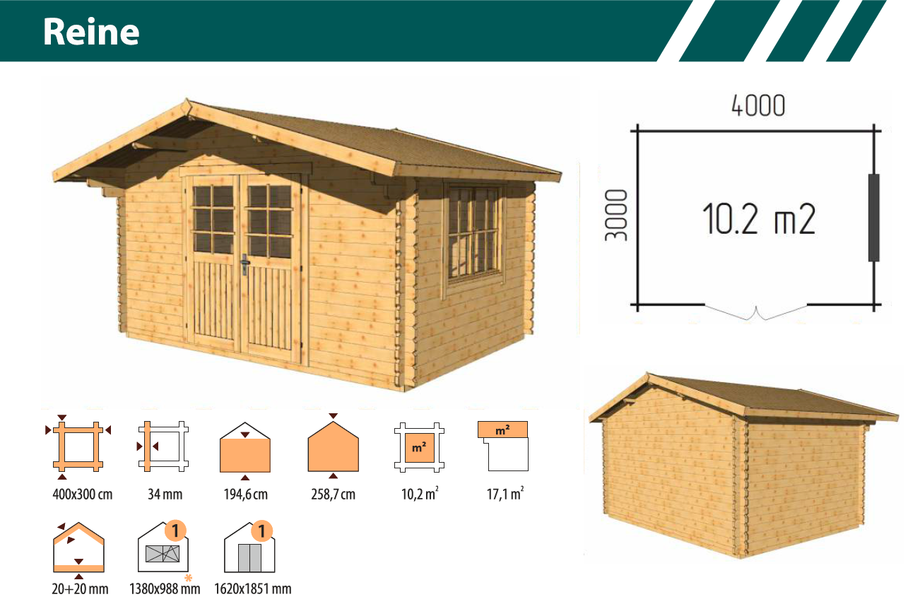 Садовый домик Регина 4x3 толщина 34 мм (готовая комплектация)