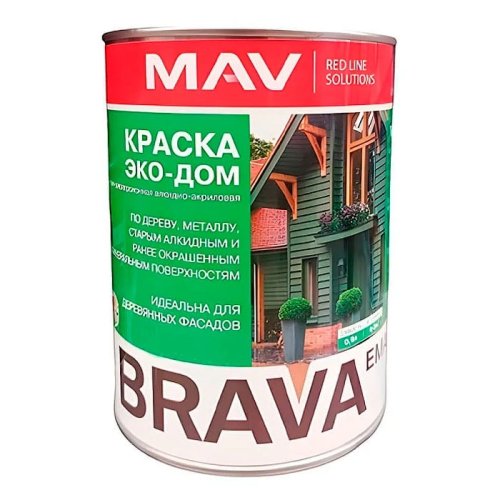 Краска BRAVA ЭКО-ДОМ белая п/гл 0,9л (0,8 кг)
