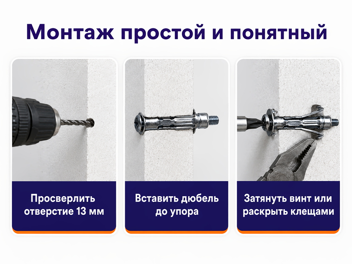 STARFIX дюбель металлический для пустотелых конструкций 6×65 мм фото 5