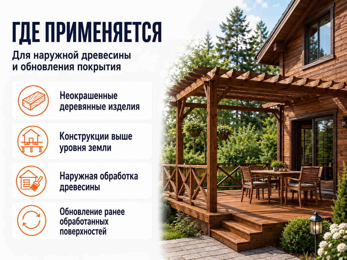 Состав PROFITEX декоративно-защитный для древесины «Махагон», 1 л (0,7 кг) фото 4