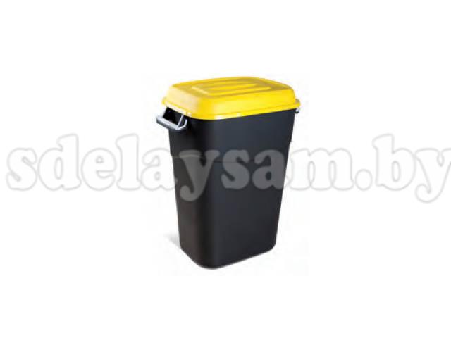 Контейнер для мусора пластик. 95л (жёлт. крышка) ,410017