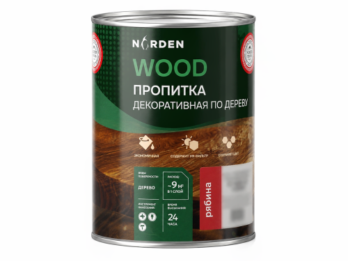 Пропитка декоративная NORDEN WOOD, рябина, 0,75 кг
