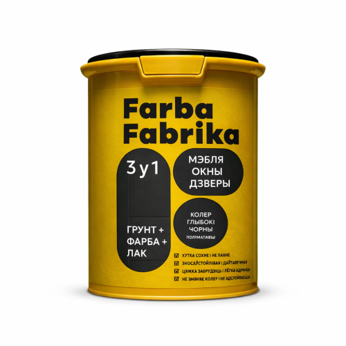Краска "Farba Fabrika" для мебели, дверей и окон ВД-АК- 21, 0,4 кг, Глубокий чёрный                                                                                                                                                                