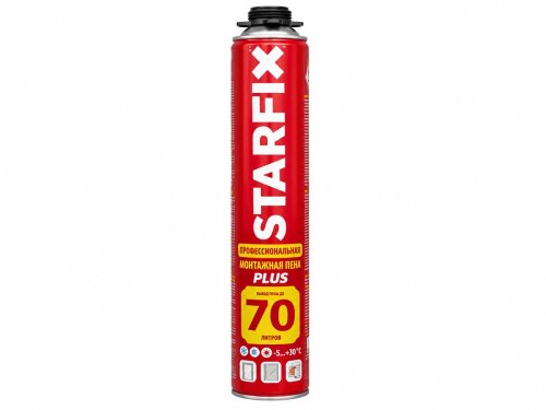 Пена монтажная профессиональная STARFIX Foam Pro Plus 70 SM-65524-1, всесезонная, 890 мл