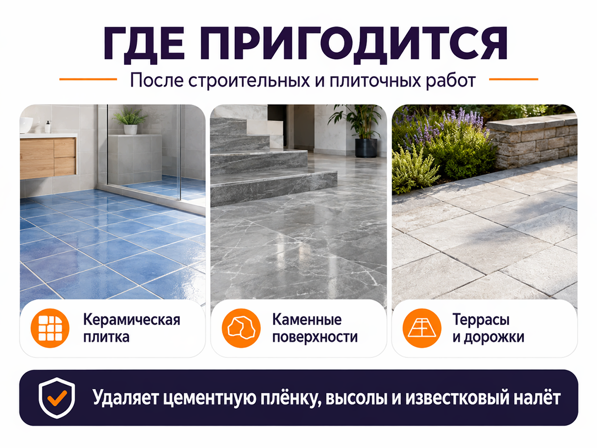 Удалитель цементных остатков Glutoclean, концентрат, 1 л фото 3