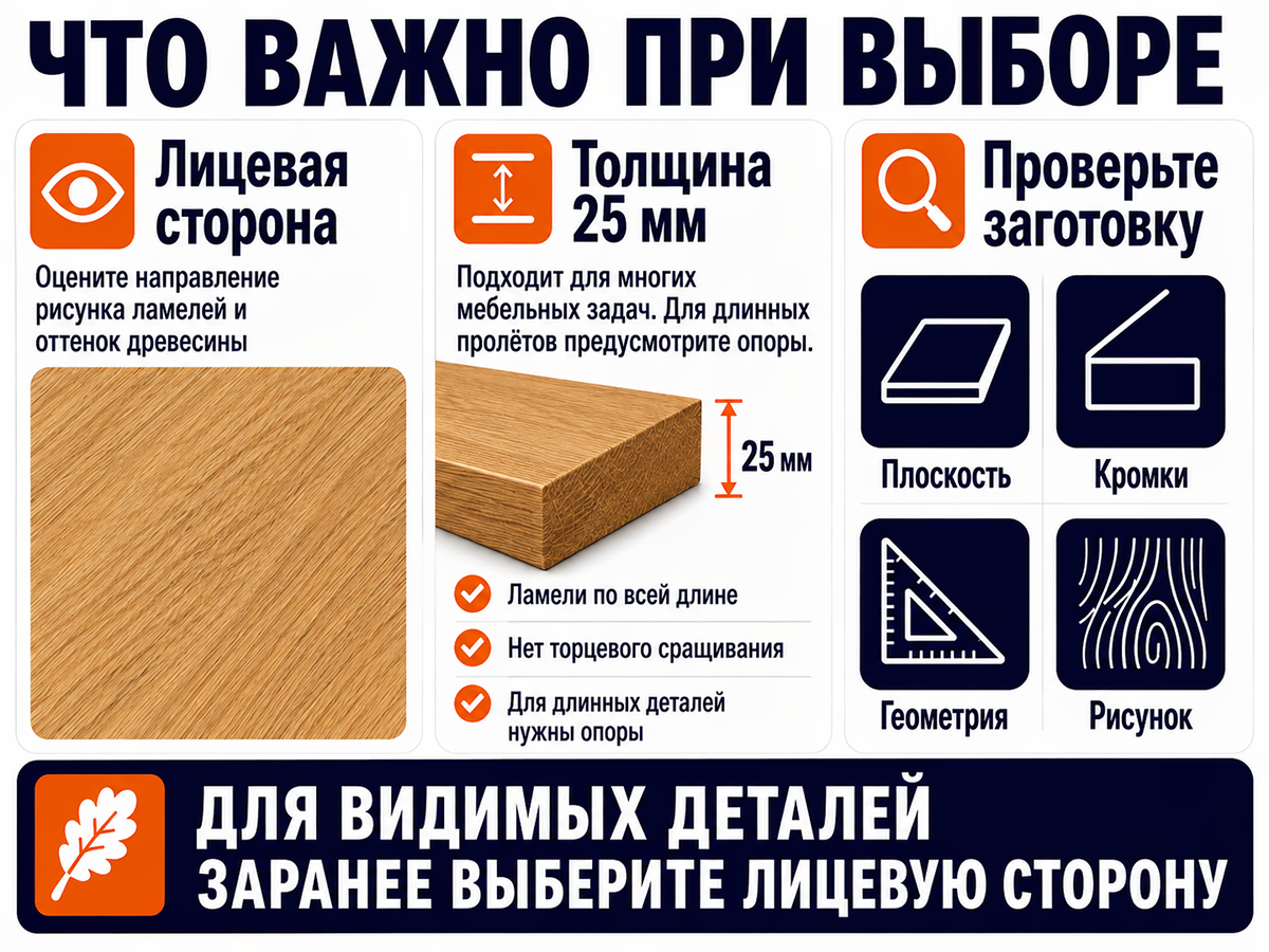 Мебельный щит из дуба цельноламельный, 1200×450×25 мм, сорт ВС фото 4