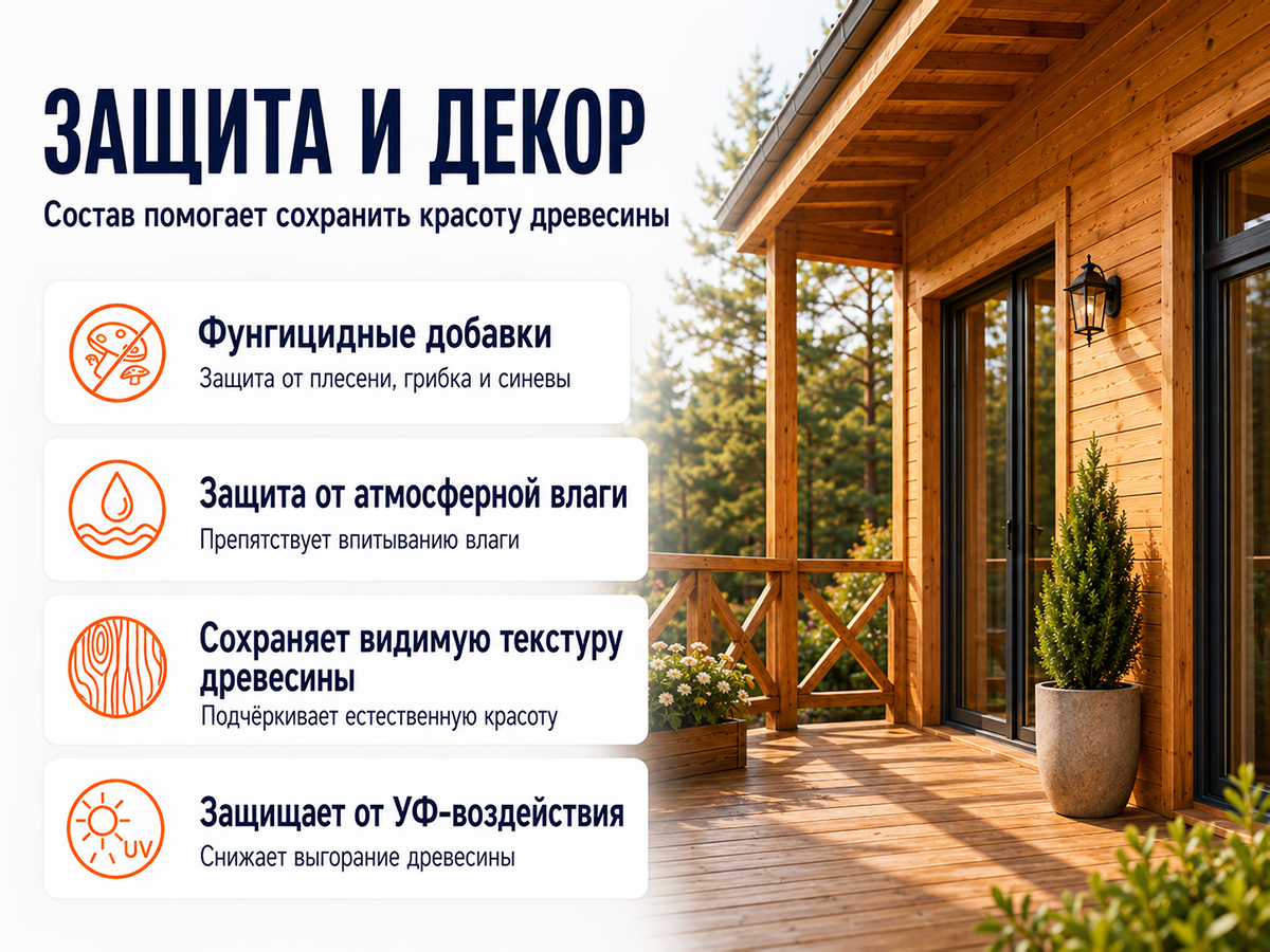 Состав PROFITEX декоративно-защитный для древесины «Сосна», 1 л (0,7 кг) фото 3