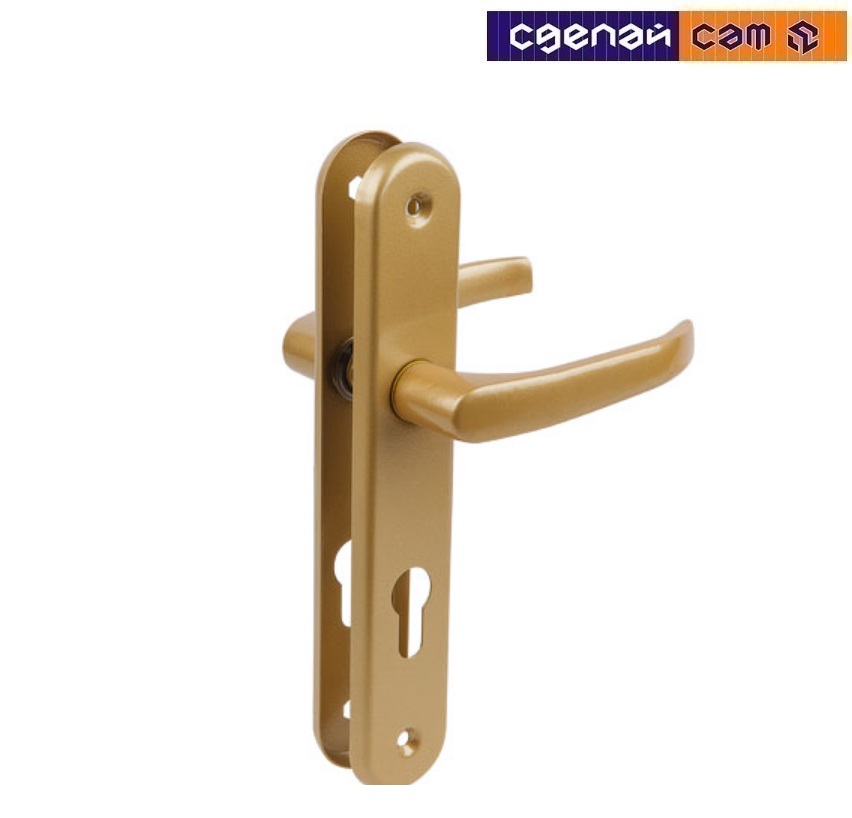 Ручка дверная GAMAR LENOX 90WB на длинной планке (золото)