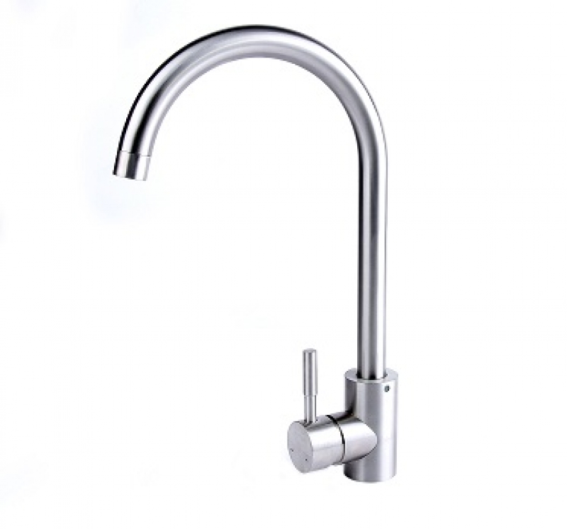 Смеситель STONE для кухни из нерж. стали с поворотным высоким изливом  14382
