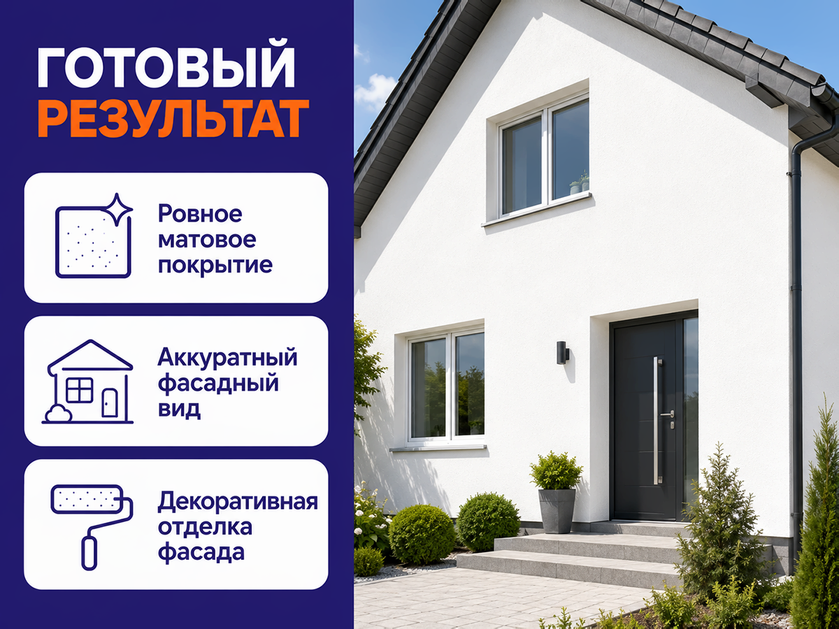 Краска фасадная MAV ECOL 32 ВД-АК-1032, белая матовая, 1 л (1,4 кг) фото 5