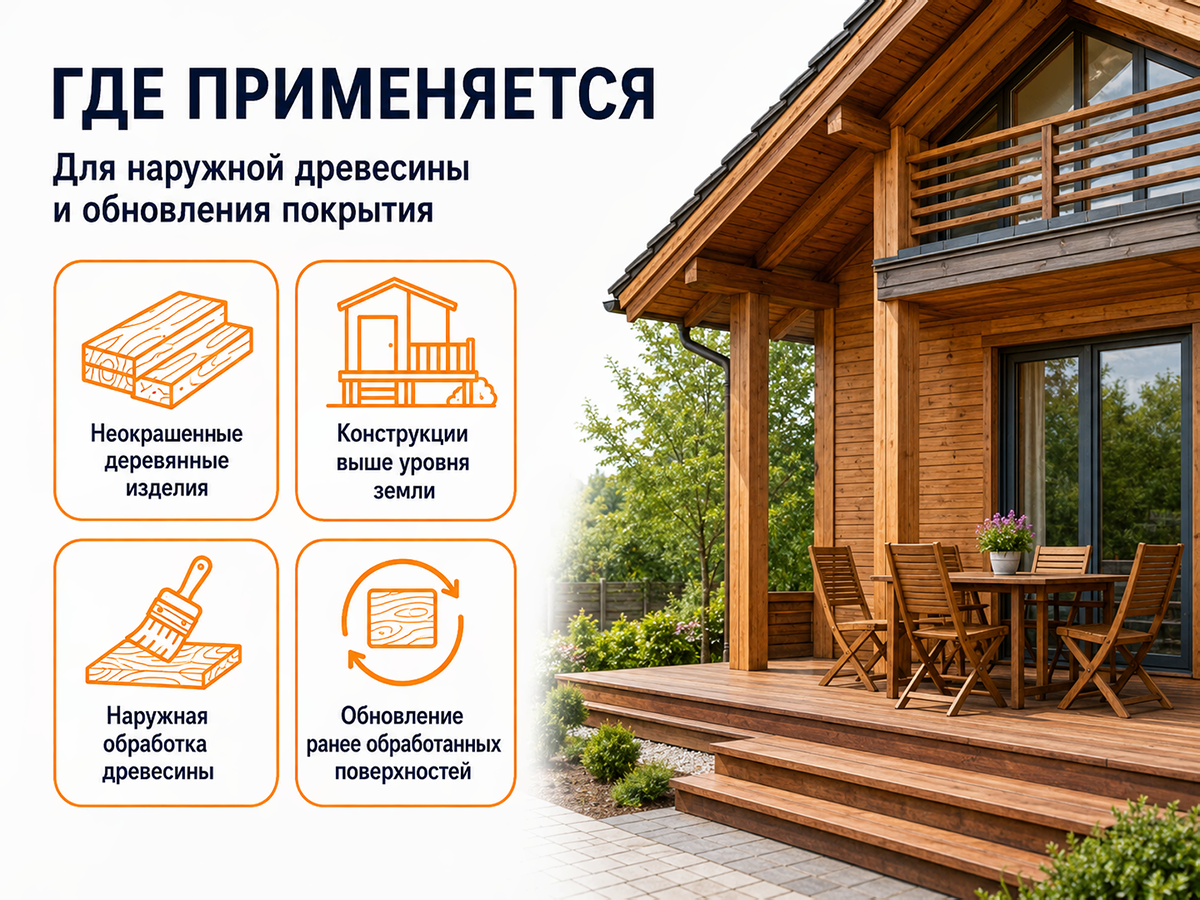 Состав PROFITEX декоративно-защитный для древесины «Бесцветный», 1 л (0,7 кг) фото 4