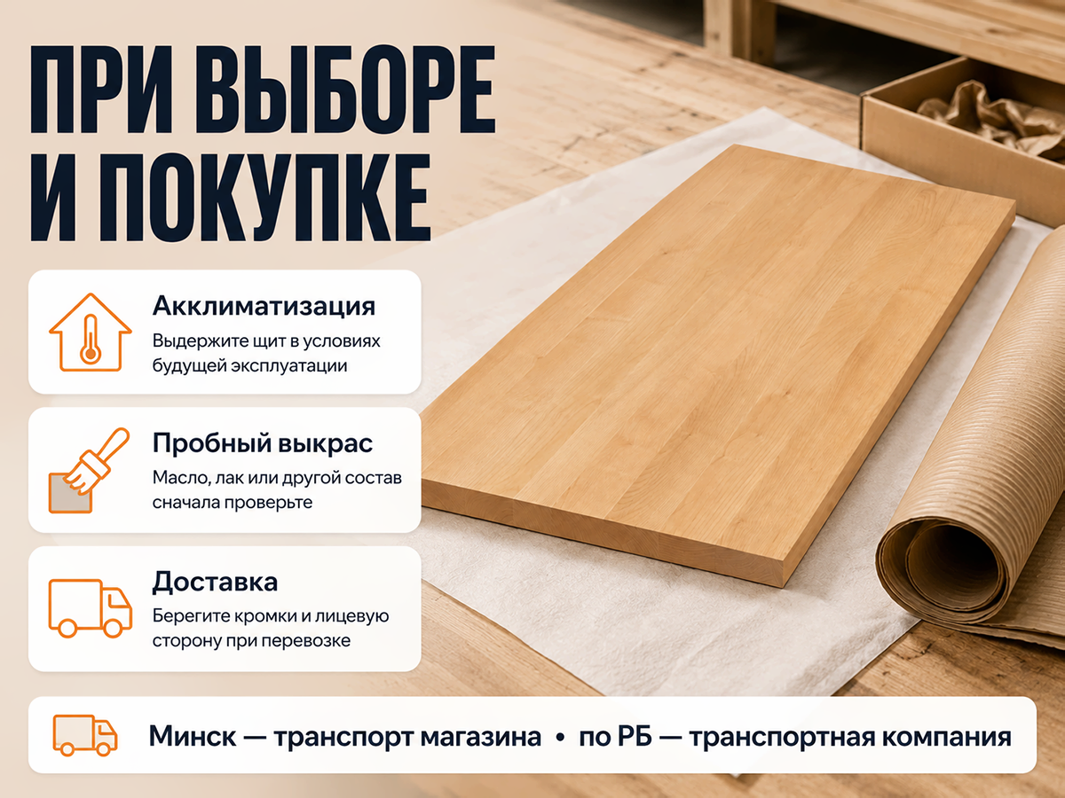 Мебельный щит из ольхи 1000×504×20 мм, сорт 1/2 фото 4