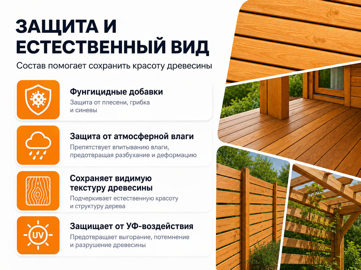 Состав PROFITEX декоративно-защитный для древесины «Бесцветный», 1 л (0,7 кг) фото 3