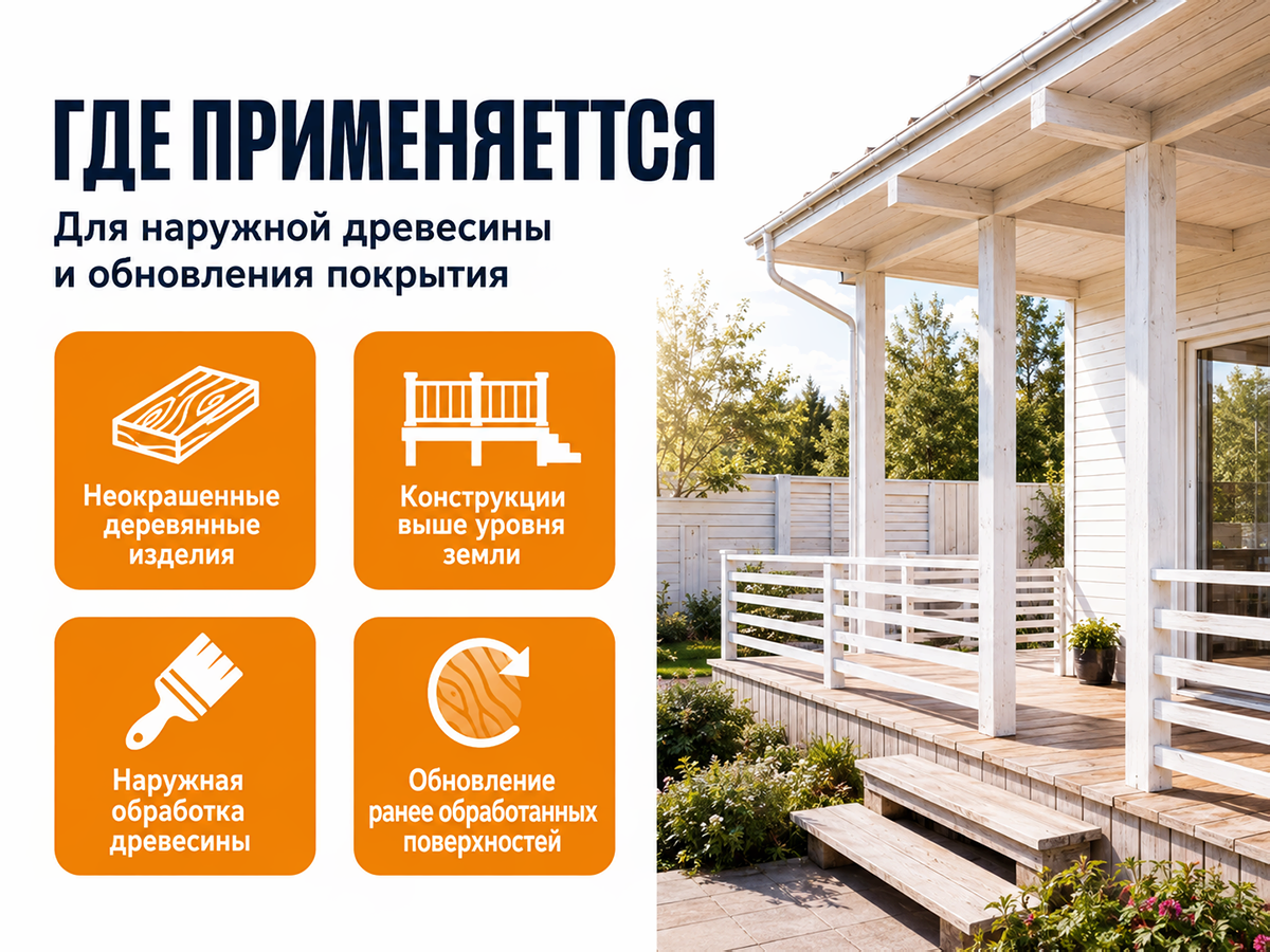 Состав PROFITEX декоративно-защитный для древесины «Белый», 3 л (2,2 кг) фото 4