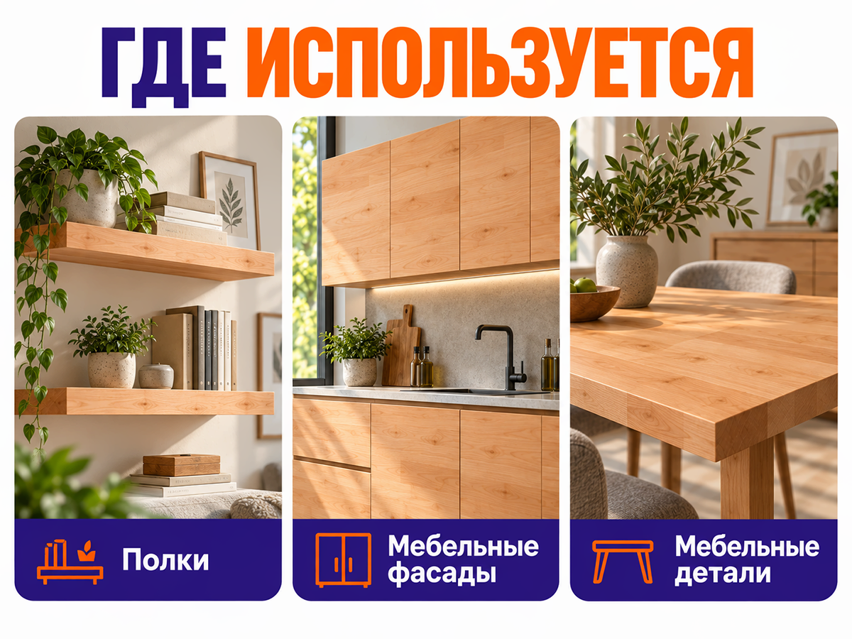 Мебельный щит из ольхи, 550×450×20 мм, сорт 2/2 фото 3
