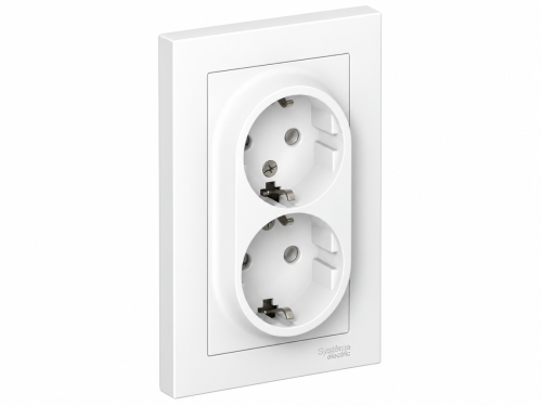 Systeme Electric розетка двойная AtlasDesign ATN000124, с заземлением, 16 А, в сборе