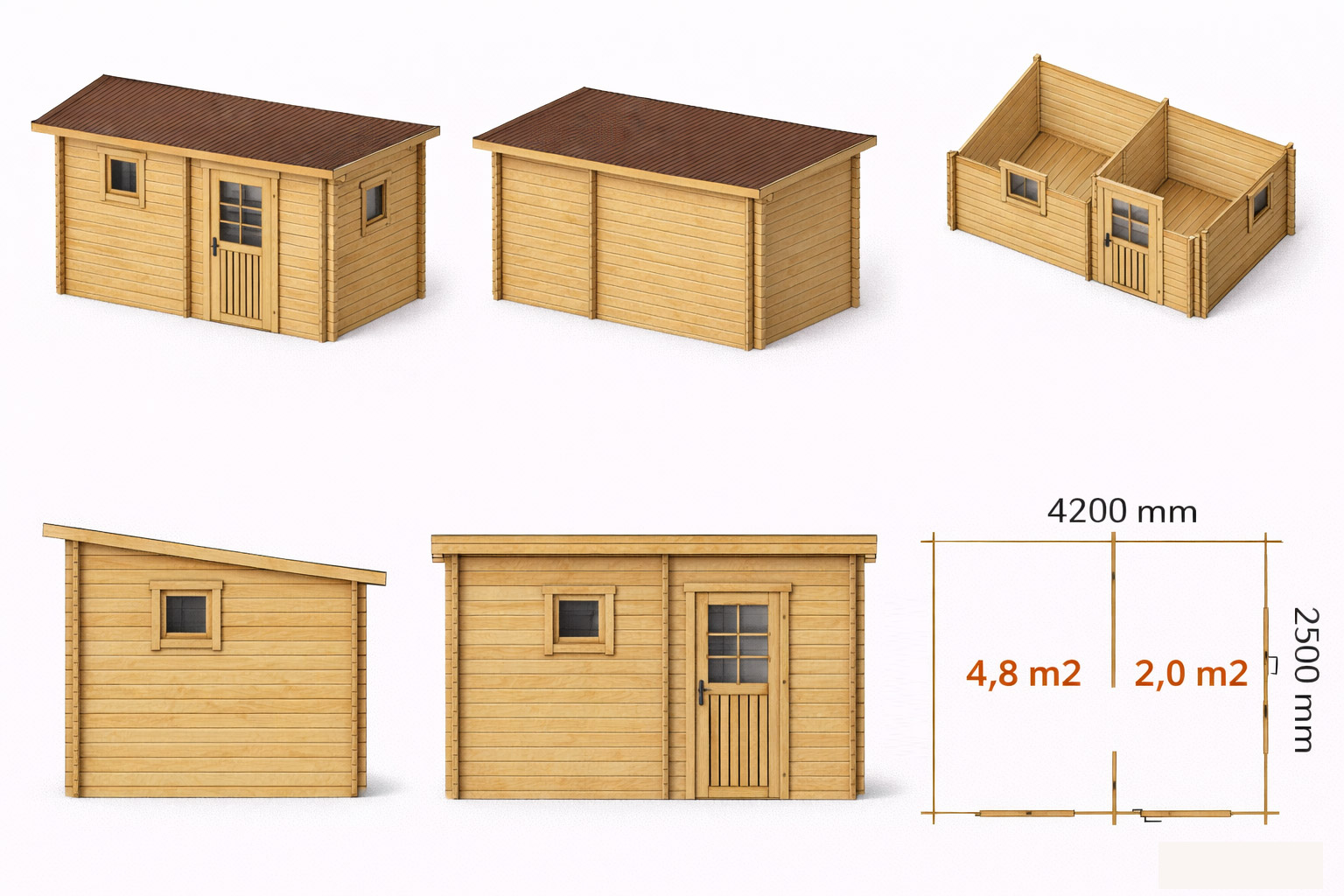 Баня ПК 2,5*4,2 толщина стен 44 мм (готовая комплектация)
