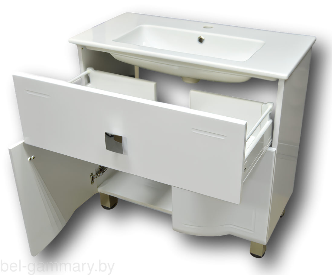 Тумба под ум.с ум. с выд. ящ. Гамма-Люкс у-76 Сигно 76 (фасад белый с фрез.)