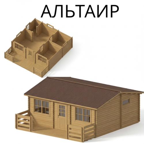 Садовый домик Альтаир 6х6,7 толщина 44 мм (готовая комплектация)