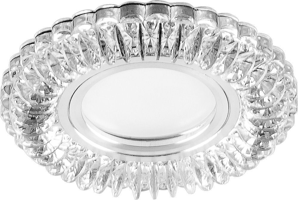 Светильник потолочный встраиваемый со светодиодной подсветкой 15LED*2835 SMD 4000K, MR16 20W G5.3, прозрачный, хром, CD3904 с драйвером в комплекте