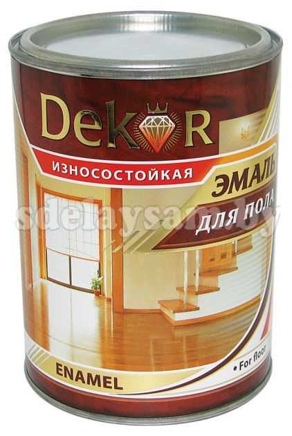 Эмаль для пола "DEKOR" красно-коричневая 1,8 кг