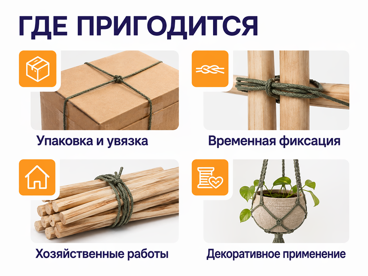 Шнур полипропиленовый плетёный, Ø8 мм фото 3