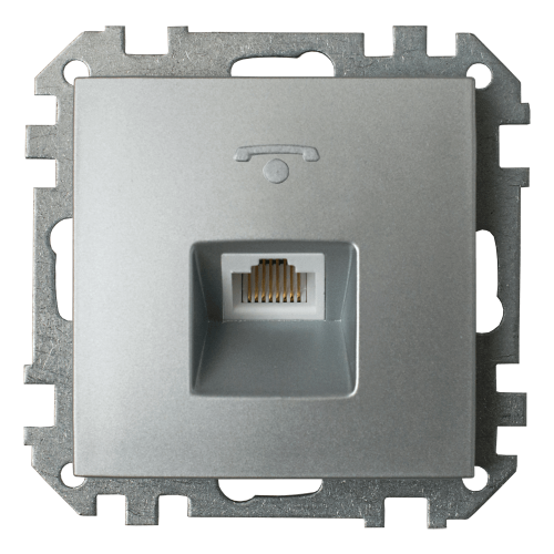 Розетка ТР4-037 серебро телефонная