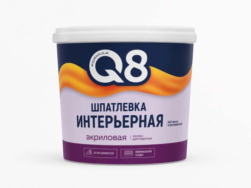 Шпатлёвка акриловая FORMULA Q8 интерьерная, белая, готовая, 1,5 кг