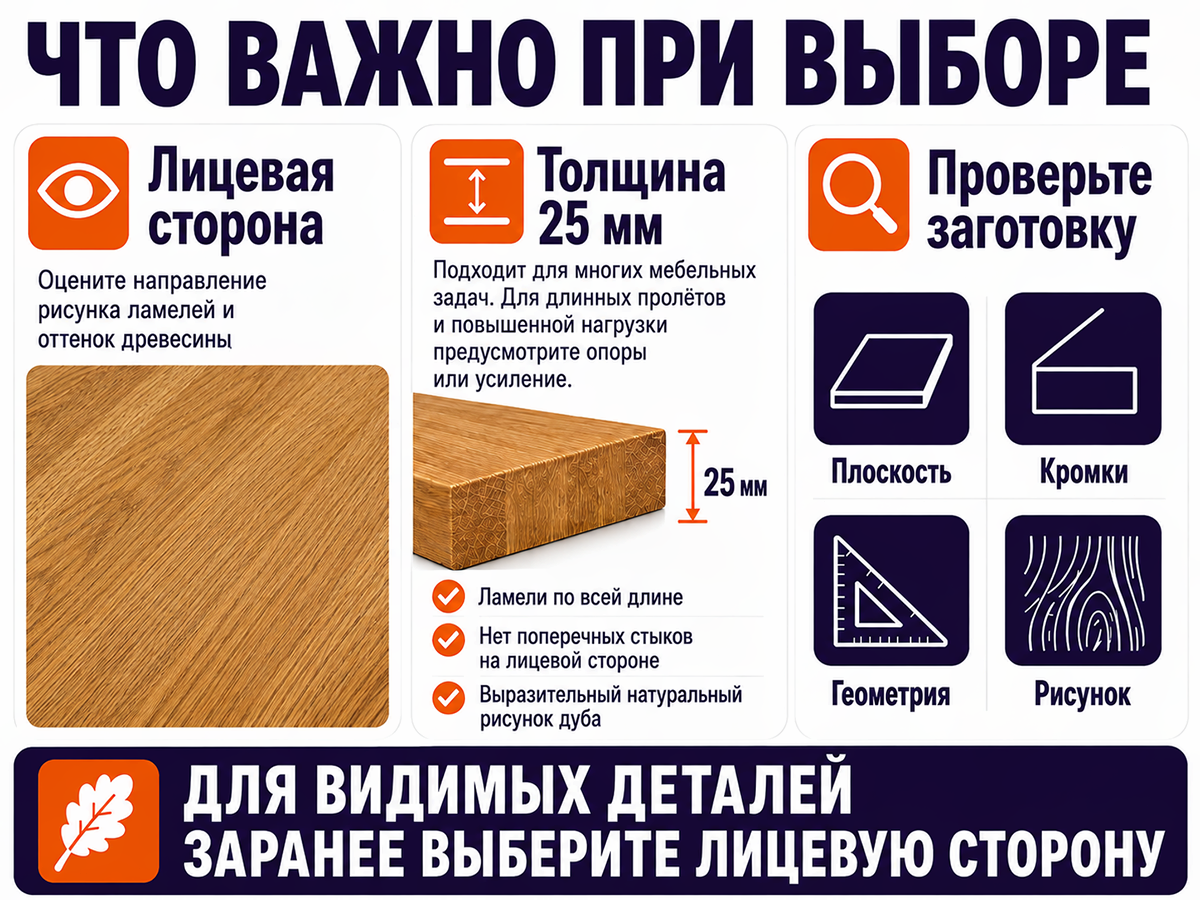 Мебельный щит из дуба цельноламельный, 2800×400×25 мм, сорт ВС фото 5
