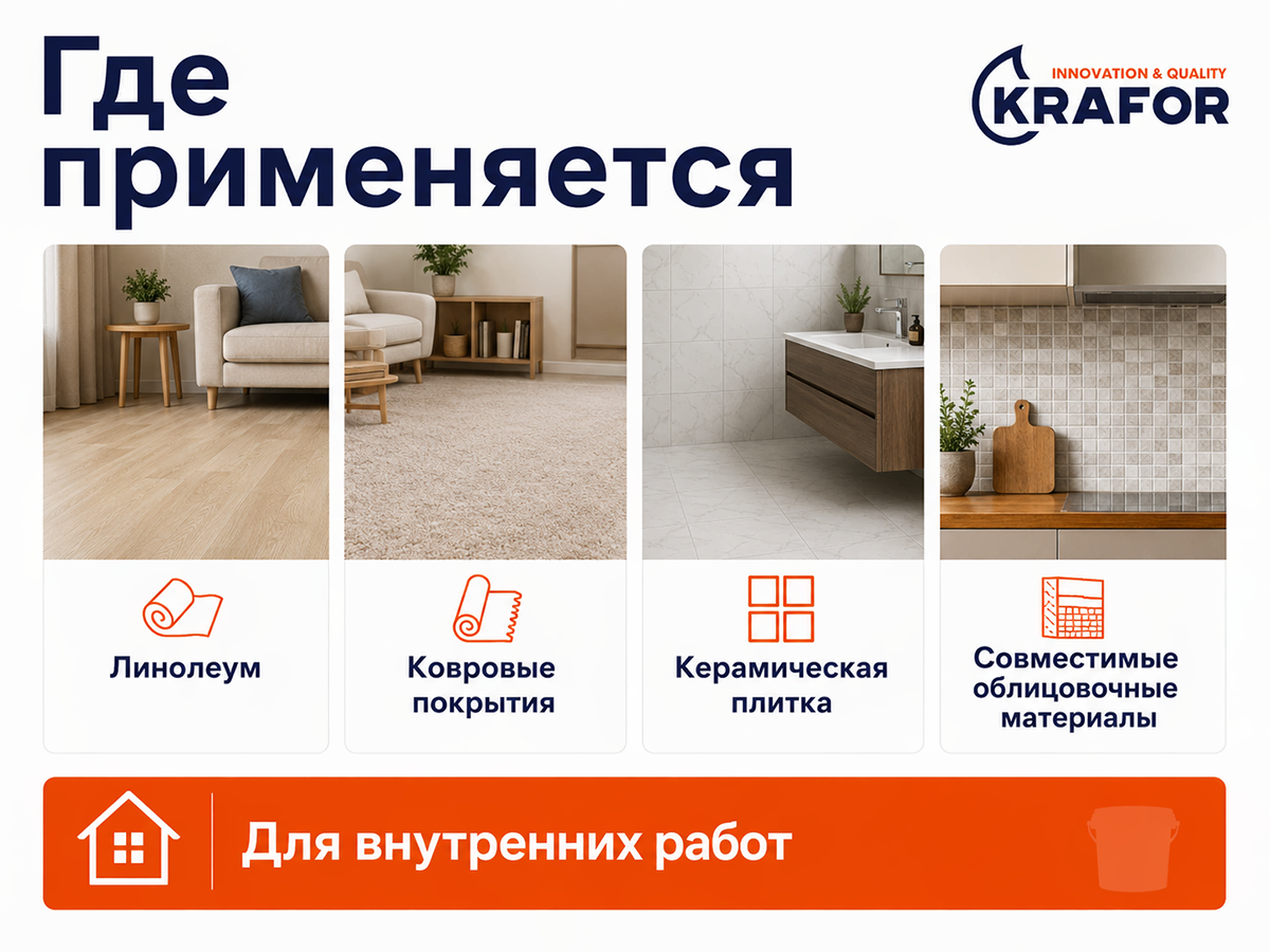 Клей строительный KRAFOR КС, термостойкий, 1,5 кг фото 3