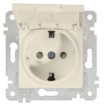 Rita - Розетка 2P+E, с крышкой, защ. шторки, слоновая кость