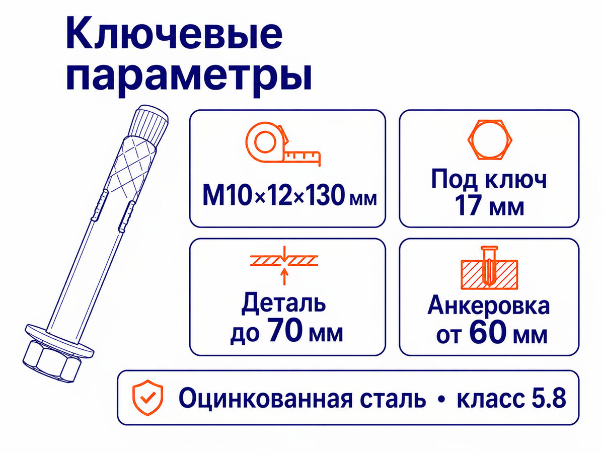 STARFIX анкер с болтом M10×12×130 мм фото 2