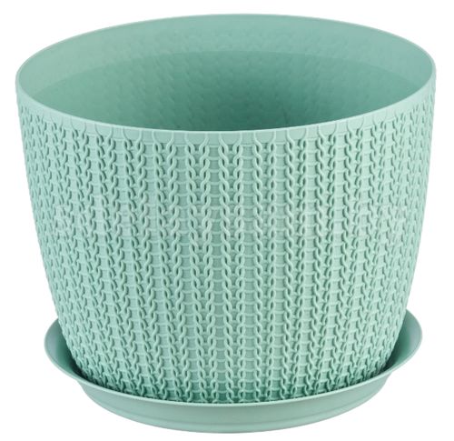 Кашпо ВЯЗАНИЕ D180мм 2,8л с поддоном Фисташковый