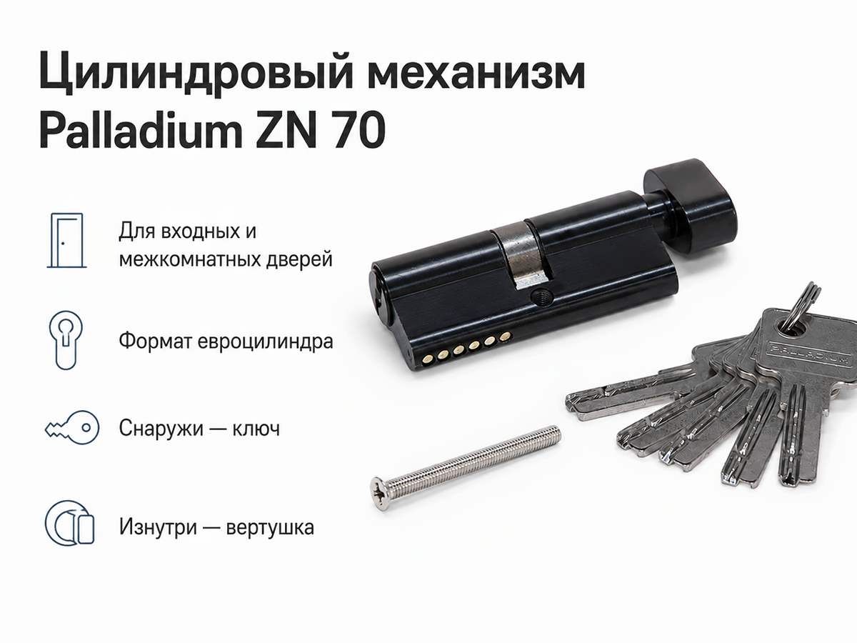 Цилиндровый механизм Palladium ZN 70 C BK BLACK, 35×35 мм