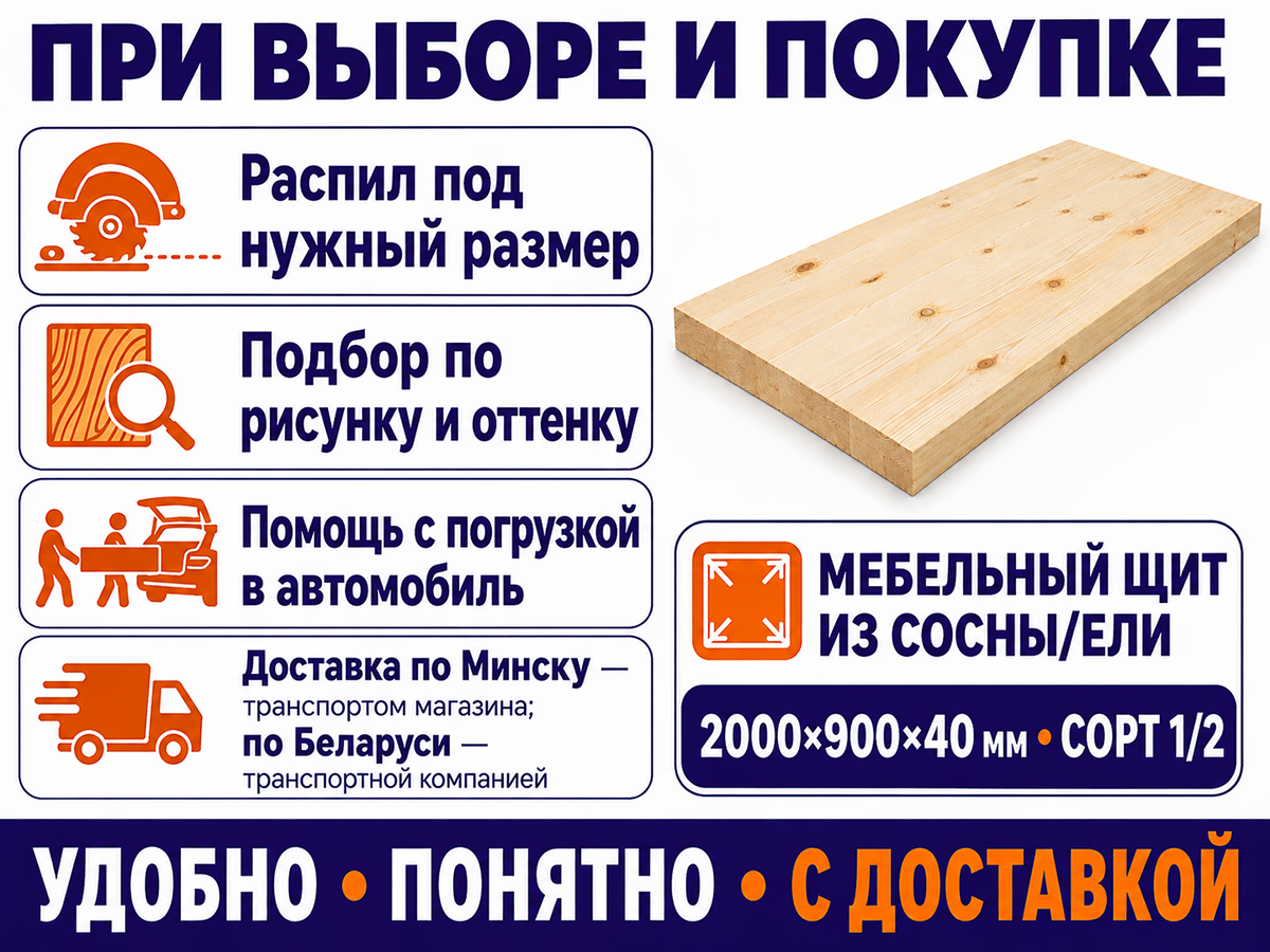 Мебельный щит из хвойных пород, 2000×900×40 мм, сорт 1/2 фото 6