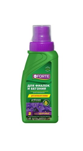 Bona Forte Здоровье Жидкое органо-минеральное удобрение Для  фиалок и бегоний, флакон  285 мл 4607036355256