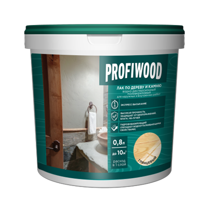 Лак по дереву и камню PROFIWOOD глянцевый 0.8 л / 0.9 кг