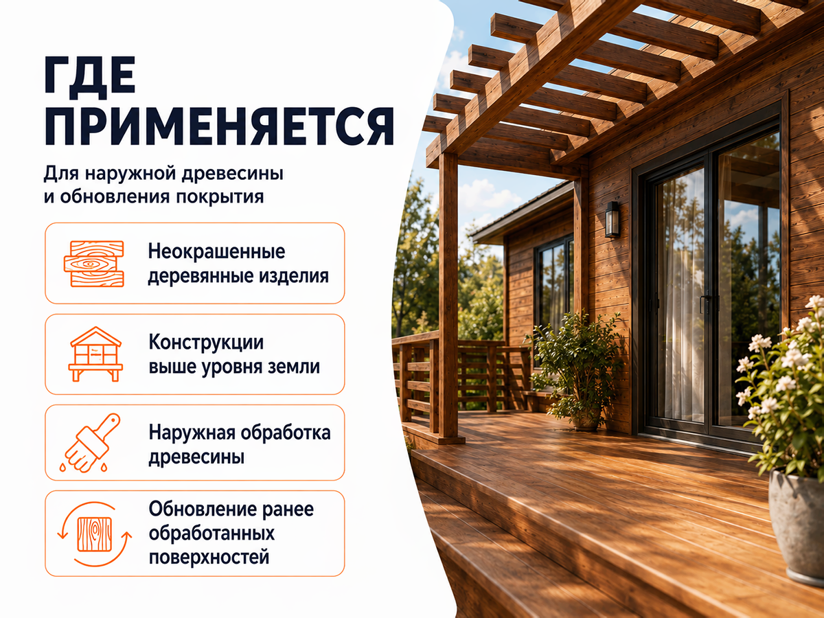 Состав PROFITEX декоративно-защитный для древесины «Грецкий орех», 1 л (0,7 кг) фото 4