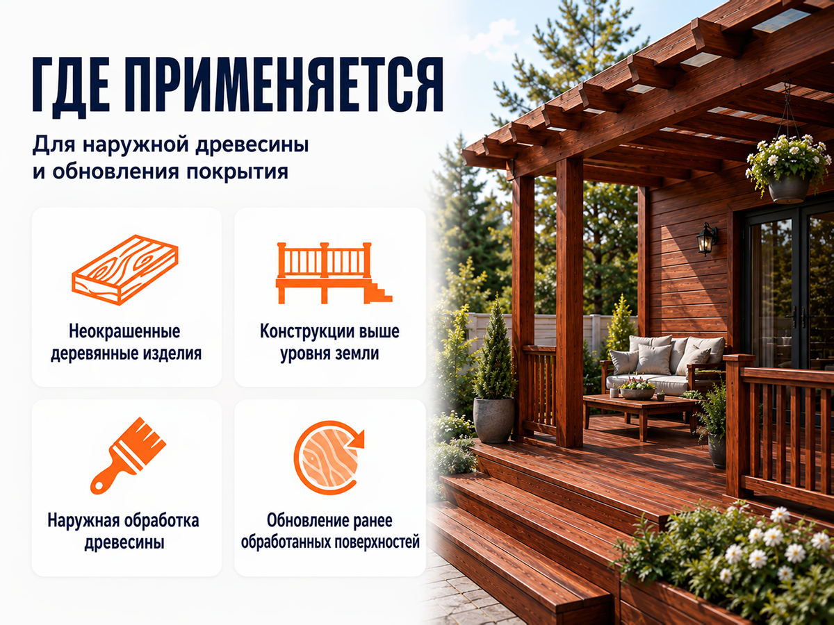 Состав PROFITEX декоративно-защитный для древесины «Махагон», 3 л (2,2 кг) фото 4