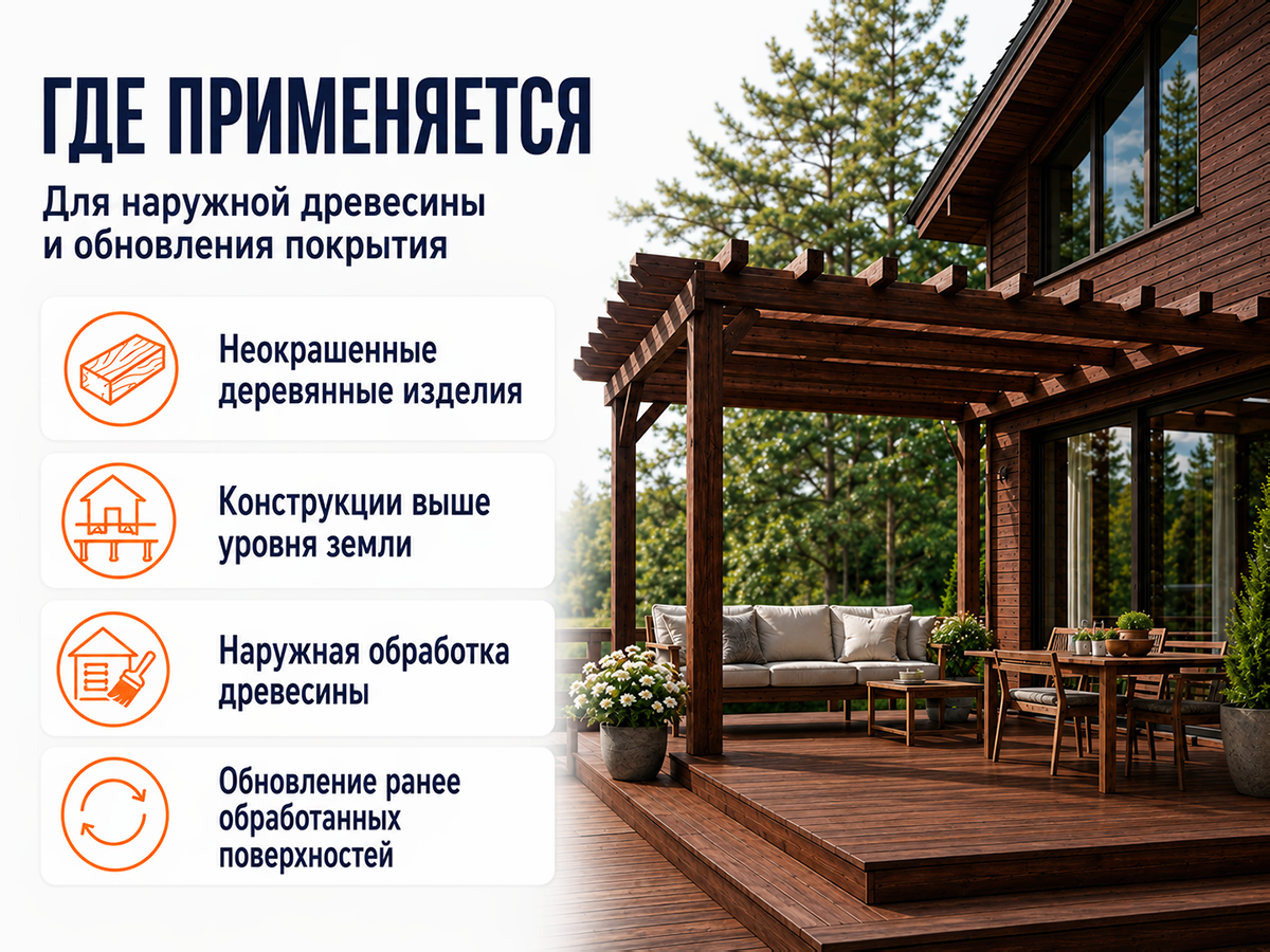 Состав PROFITEX декоративно-защитный для древесины «Палисандр», 3 л (2,2 кг) фото 4