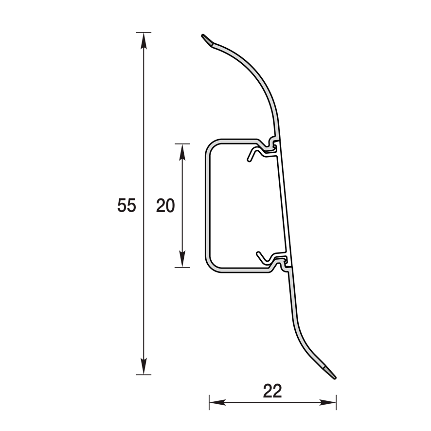 Плинтус напольный с центральной планкой 55мм 2,2м "Идеал Классик", 251 Ясень