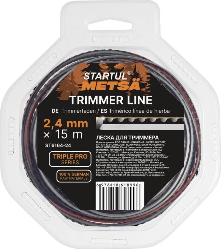 Леска ф 2.4 мм х 15 м витой круг сеч. TRIPLE PRO STARTUL METSA, арт.ST6160-24  ST6160-24