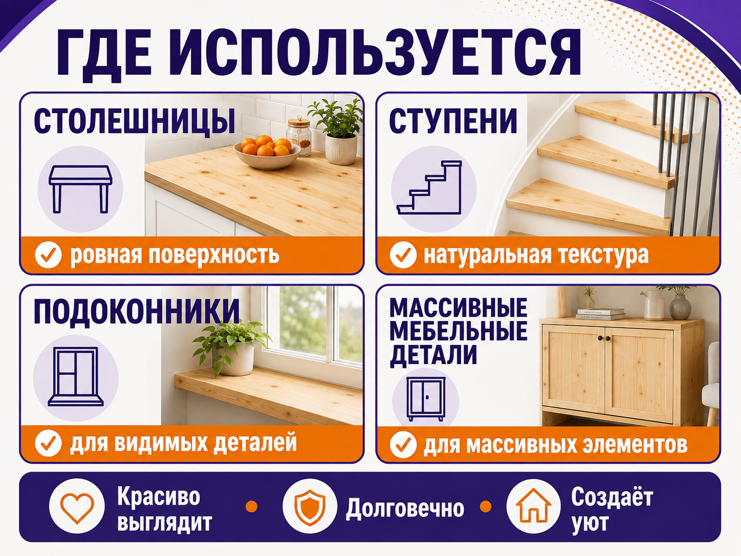 Мебельный щит из хвойных пород, 800×500×40 мм, сорт 1/2 фото 4