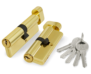 Цилиндровый механизм (100 ZM/70) 1000ZMKnob70(30+10+30) PB латунь 5Key с вертушкой (37049) (FUARO)